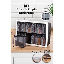 1165 Kendinden Yapışkanlı Standlı Etiketli 12 Li Baharatlık Seti Takımı Saklama Kabı Baharatlık