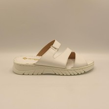 Ametist Alda Beyaz Deri Comfort Terlik