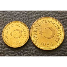 Gündüz Ticaret 1955/1956 Yılı 10 Kuruş ve 25 Kuruş Eski Madeni Para / A-11