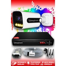 Bayicam 1 Kameralı Ultra 1 Dış Kamera Set HDD'siz 5 MP 2K Net Renkli Gece Görüşlü Güvenlik Kamerası Sistemi