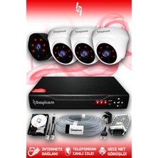 Bayicam 4 Kameralı Uzay 3 Iç Kamera Set 500 GB HDD Full Hd Gece Görüşlü Güvenlik Kamerası Sistemi