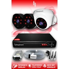 Bayicam 3 Kameralı Uzay 1 Iç Kamera Set Hdd'siz Full Hd Gece Görüşlü Güvenlik Kamerası Sistemi