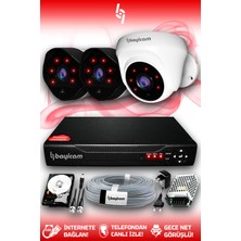 Bayicam 3 Kameralı Uzay 1 Iç Kamera Set 100 GB HDD Full Hd Gece Görüşlü Güvenlik Kamerası Sistemi