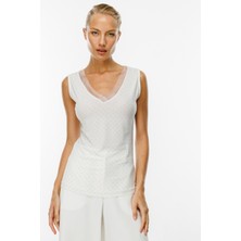 51396 Onteks Kolsuz V Yaka Taşlı Bluz