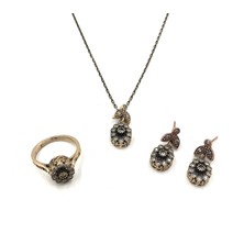 Zirkon Elmas Rengi Oval Otantik Bronz Set