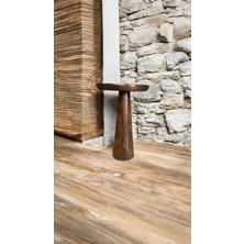 Wood Wooden Ahşap Tekli Konik Mantar Yan Sehpa Modern Ceviz Renk Fiskos