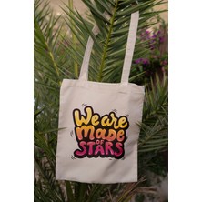 K-Pop Motto Baskılı Ham Bez Çanta