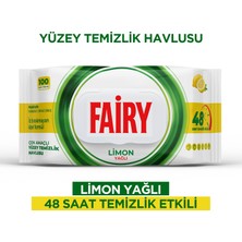 Fairy Çok Amaçlı Yüzey Temizleme Mendili 100 Yaprak 12 Adet | Limon Yağlı | Beyaz Sirke Karbonat