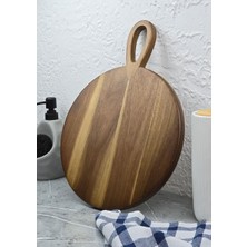 Akasya Sunum Tabağı - Doğal Kesme Tahtası - 30 Cm, Yuvarlak