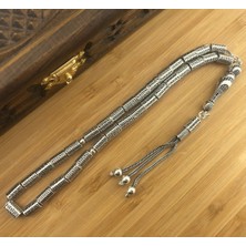 925 Ayar Gümüş Silindir Fizyon Kesim Tesbih Model 1