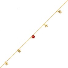 Nusret Takı 925 Ayar Gümüş Yuvarlak Garnet Taşlı Yusufçuk Model Halhal