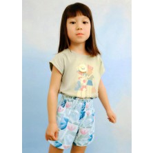 04-10 Yaş Mayoral Kız Çocuk Renkli Şort - Yeşil