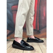 ET0005 Bağcıksız Yüksek Taban Klasik Rugan Kemerli Püsküllü Erkek Ayakkabı