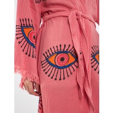 Müslin Renkli  Göz Kimono Bornoz