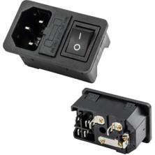 PowerMaster IC-214A-S C14 Power Soket Erkek Anahtarlı+Fuseli Kulaksız UL Sertifikalı
