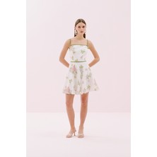 Kanaviçe Desenli Ince Askılı Mini Elbise Standart Renk Y2511037_089