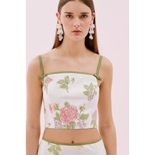 Keten Kanaviçe Desenli Ince Askılı Büstiyer Standart Renk Y2514020_089