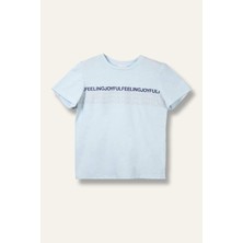 Erkek Bebek Baskılı T-Shirt - Açık Mavi