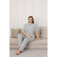 Tampap Kadın Büyük Beden Viskon Kumaş Pijama Takımı