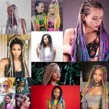 Afrika Örgüsü ve Rasta Için Sentetik Ombreli Saç / Siyah / Beyaz