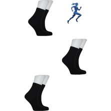 Unisex Yarım Konç Siyah Pamuklu Düz Çorap 3'lü Paket