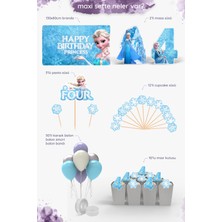Frozen Elsa Temalı 4 Yaş Doğum Günü Parti Seti Doğum Günü Konsepti - Maxi