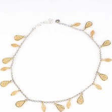 Nusret Takı 925 Ayar Gümüş 18 adet Damla ve Oval Telkari Halhal Bileklik