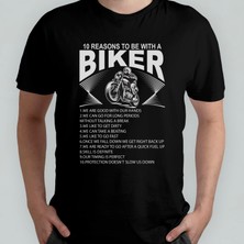 Pixxa Motorcu Motosiklet Sever Unisex %100 Pamuklu Bisiklet Yaka T-Shirt Model 1