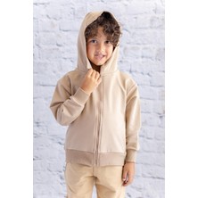 Unisex Çocuk Basic Kapüşonlu Ceket - Bej