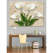 Beyaz Zambak Çiçek Kompozisyonu Dekoratif Kanvas - Mdf Ahşap Tablo