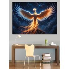 Alevli Anka Kuşu Uçuşu Dekoratif Kanvas - Mdf Ahşap Tablo