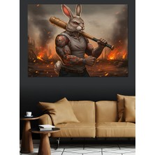 Kaslı Tavşan Fantastik Karakter Çizimi Dekoratif Kanvas - Mdf Ahşap Tablo
