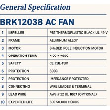 BRK 120X120X38 220V Ac 5 Kanatlı Rulmanlı Brk Fan