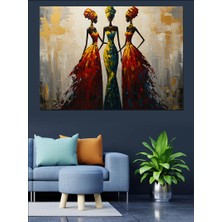 Afrikalı Renkli Kadın Figürleri Dekoratif Kanvas - Mdf Ahşap Tablo