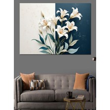 Beyaz Zambak Buketi Dekoratif Kanvas - Mdf Ahşap Tablo