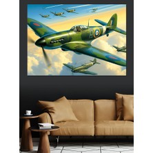 Formasyon Uçan Savaş Uçakları Dekoratif Kanvas - Mdf Ahşap Tablo