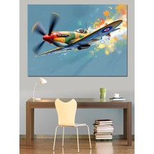 Savaş Uçağı Gökyüzünde Uçuyor Dekoratif Kanvas - Mdf Ahşap Tablo