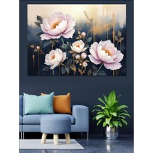 Beyaz Pembe Çiçek Demeti Dekoratif Kanvas - Mdf Ahşap Tablo