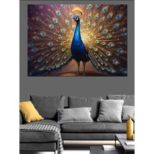 Açılmış Tavus Kuşu Tüyleri Dekoratif Kanvas - Mdf Ahşap Tablo