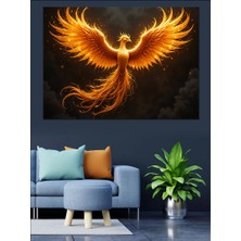 Alevli Anka Kuşu Uçuşta Dekoratif Kanvas - Mdf Ahşap Tablo