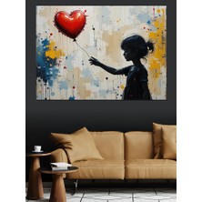 Balonlu Kız Sokak Sanatı Dekoratif Kanvas - Mdf Ahşap Tablo