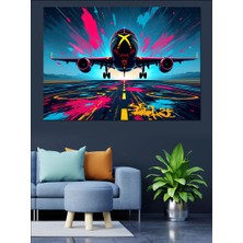Renk Patlamalı Hızlı Uçak Dekoratif Kanvas - Mdf Ahşap Tablo