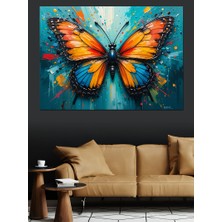 Renk Patlayan Turuncu Kelebek Dekoratif Kanvas - Mdf Ahşap Tablo