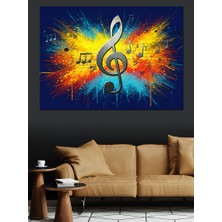 Renk Patlamalı Nota Dekoratif Kanvas - Mdf Ahşap Tablo