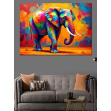 Renk Patlamalı Renkli Fil Dekoratif Kanvas - Mdf Ahşap Tablo