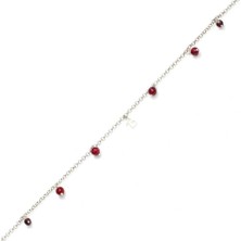 Nusret Takı 925 Ayar Gümüş Garnet Taşlı Harfli Halhal