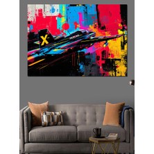 Soyut Renkli Uçak Dekoratif Kanvas - Mdf Ahşap Tablo
