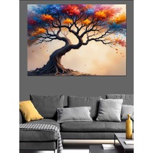 Eğilen Ağaç Sarı Yaprak Dekoratif Kanvas - Mdf Ahşap Tablo