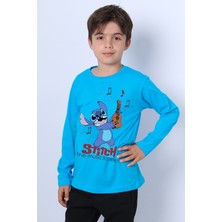 Erkek Çocuk Uzun Kollu Tshirt Karakter Baskılı Bisiklet Yaka E10