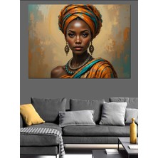 Renkli Afrikalı Güçlü Kadın Dekoratif Kanvas - Mdf Ahşap Tablo